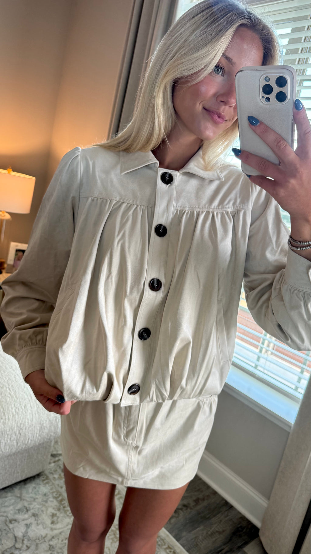 Faux Suede Blouson Jacket