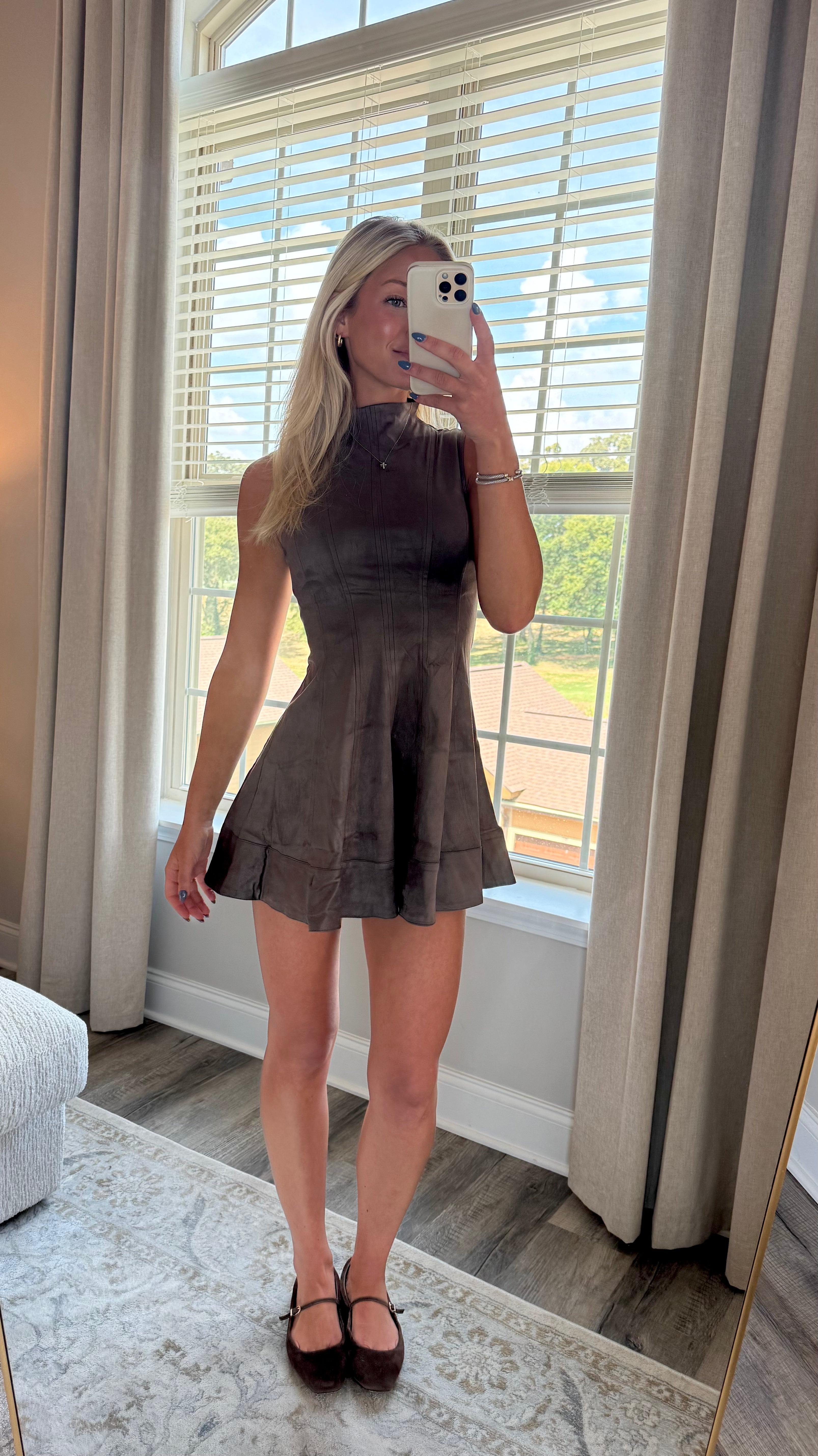 Sueded A-line Dress - Dried wood