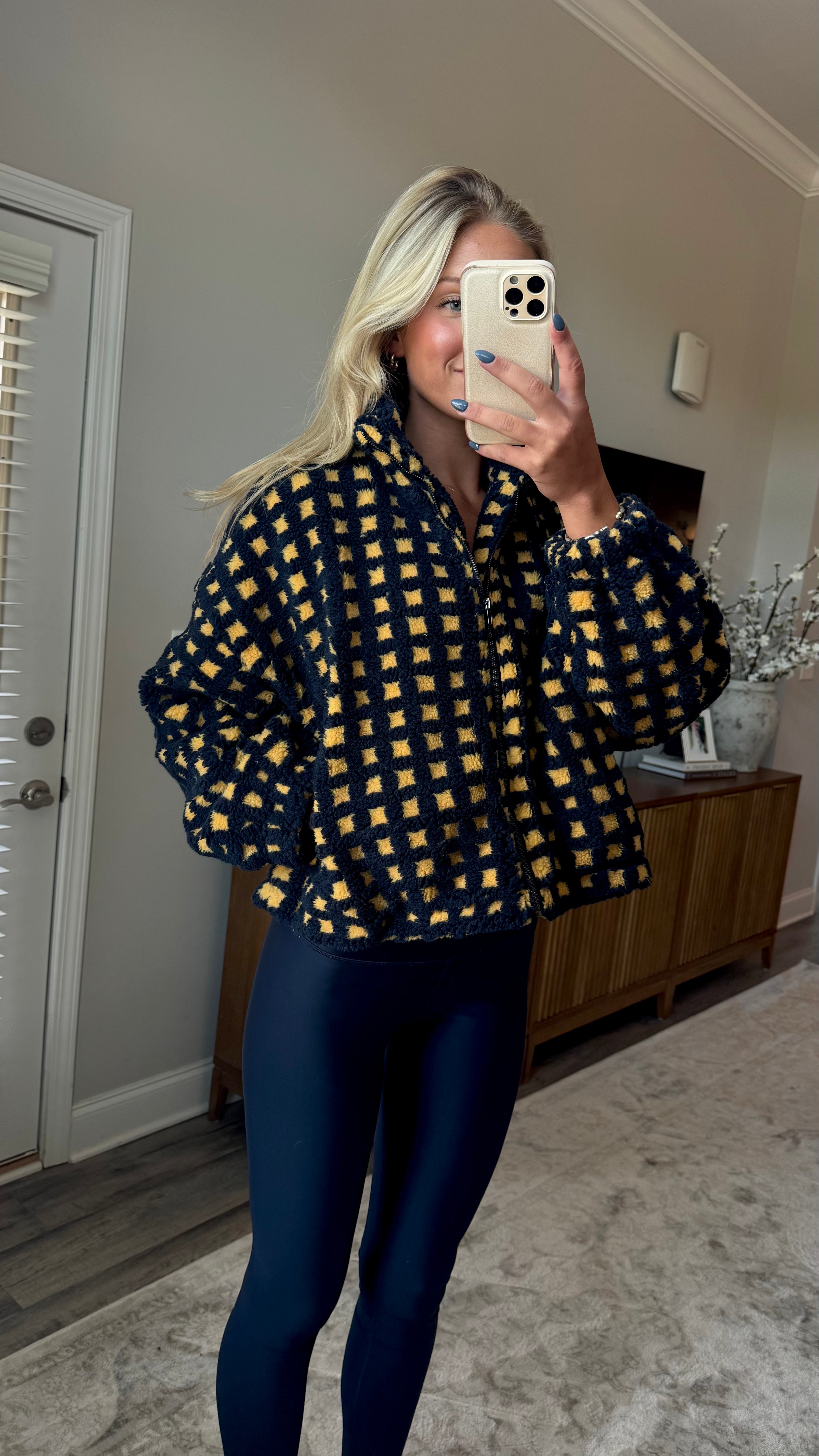Sherpa Jacket - Navy/Gold