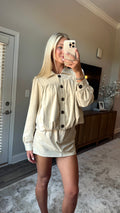 Faux Suede Blouson Jacket
