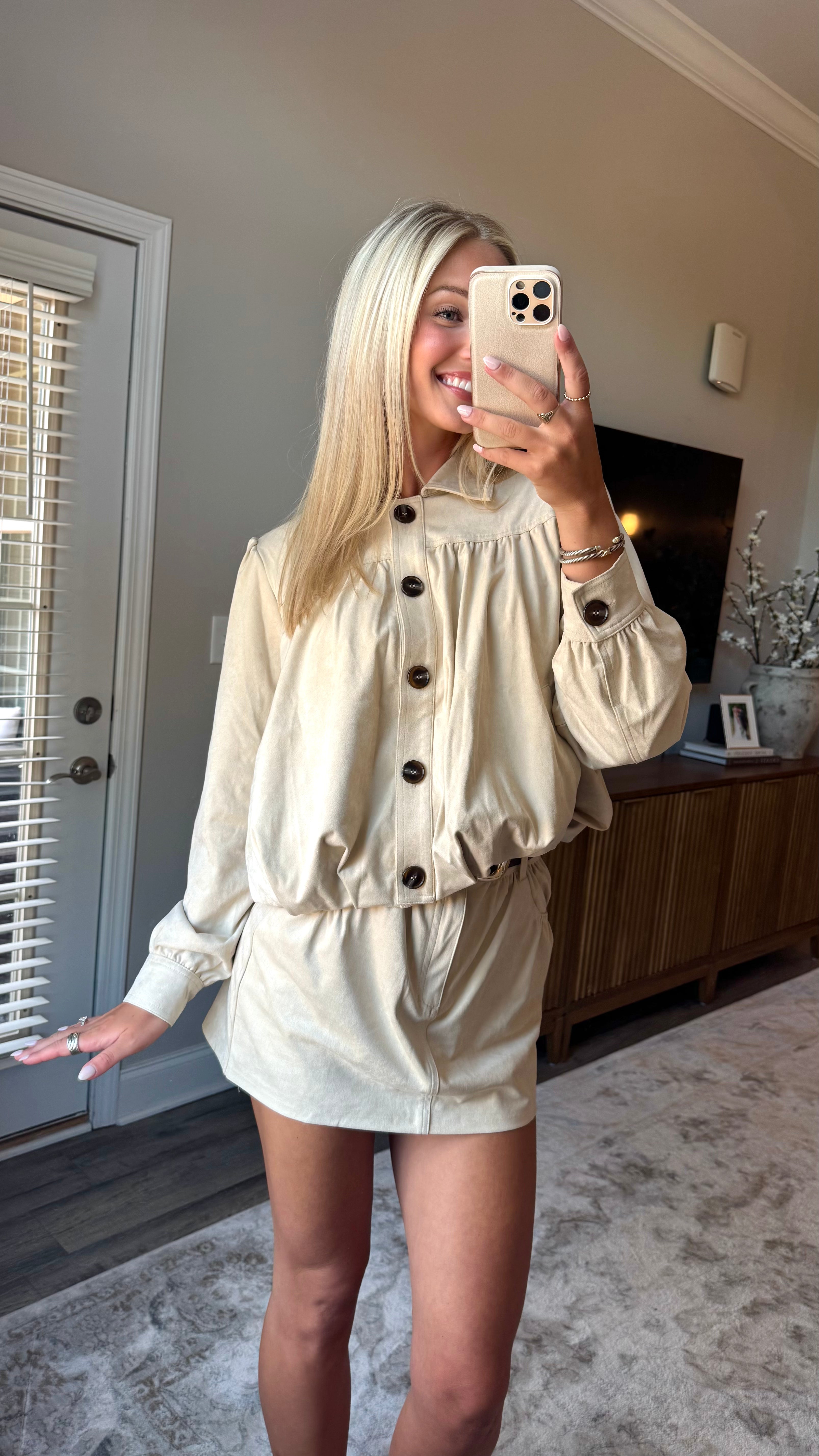 Faux Suede Blouson Jacket