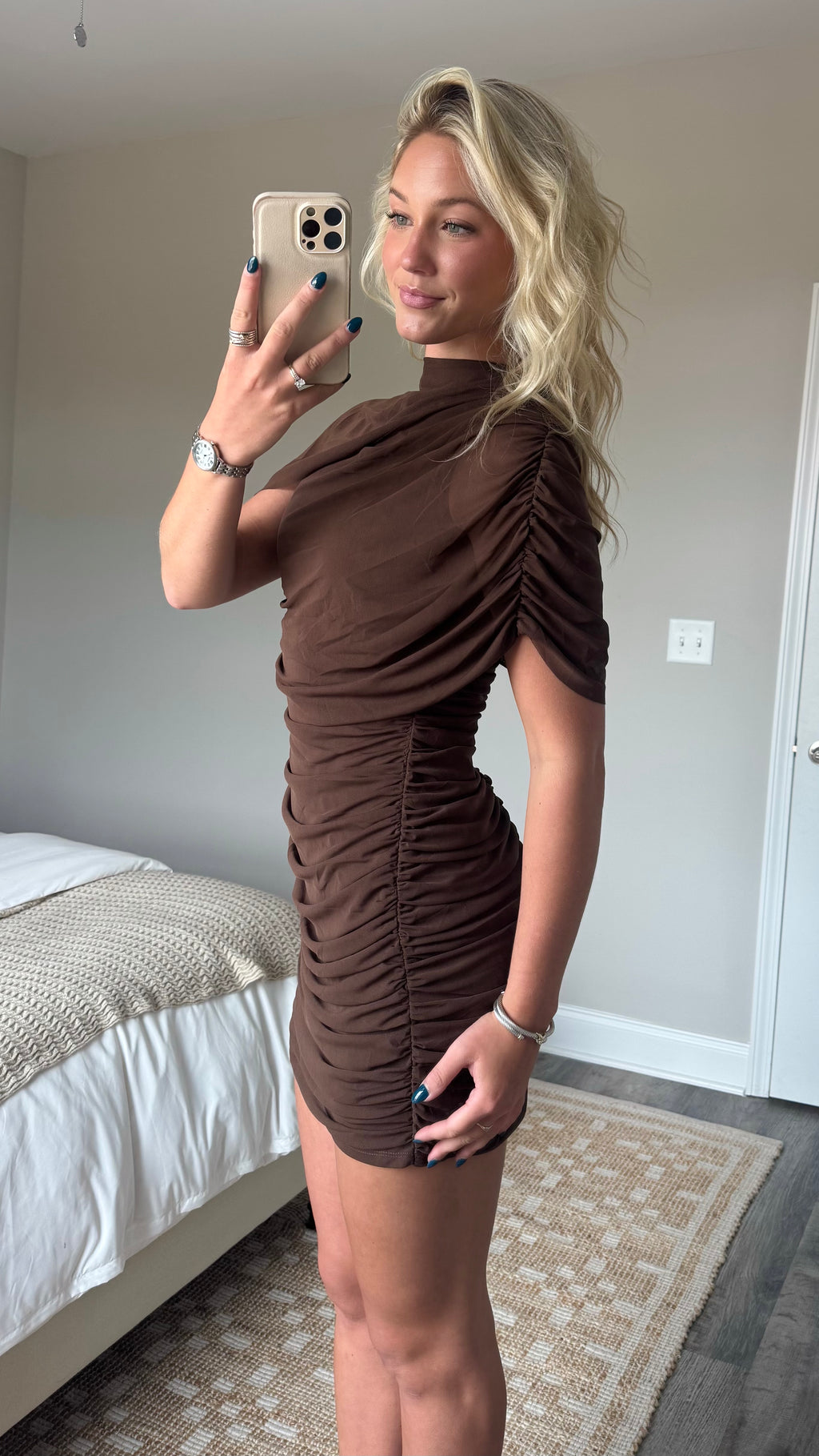 Cape Ruch Mini Dress