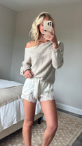 Cream Lace Trim Shorts