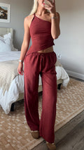 Burgandy Stripe Pant Set