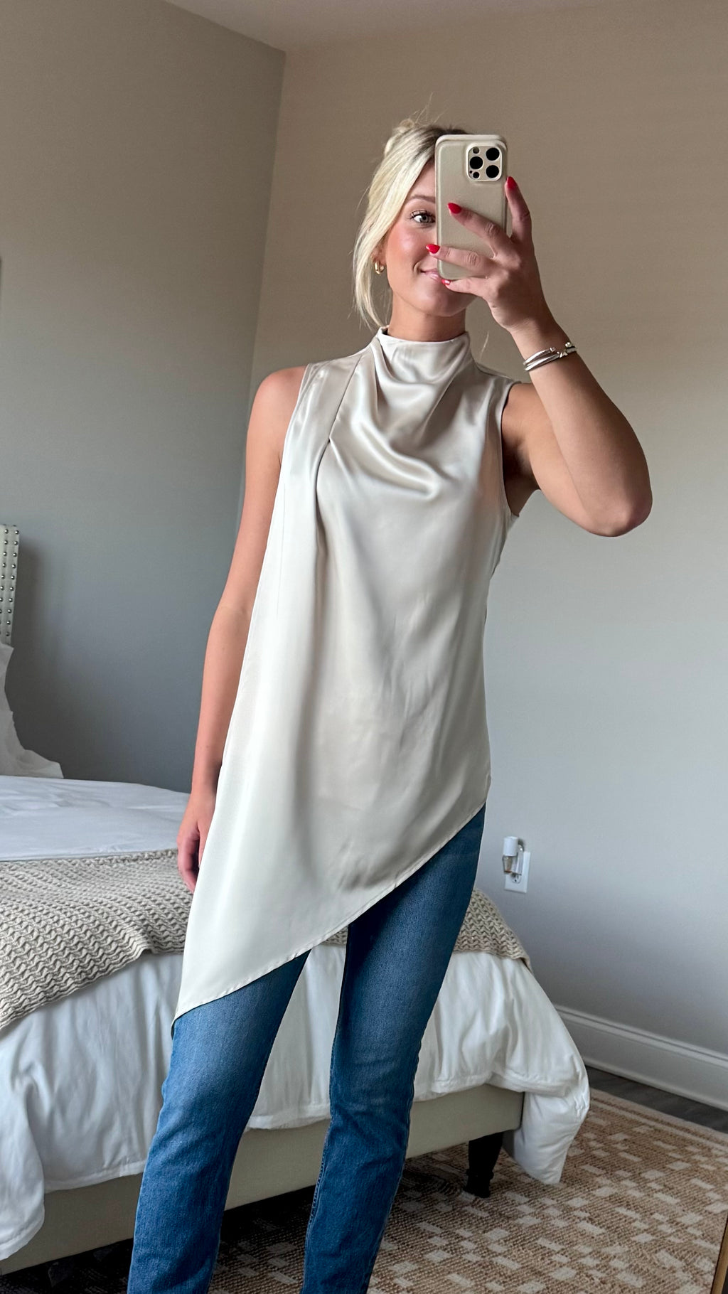 Asymmetric Champagne Tank Top