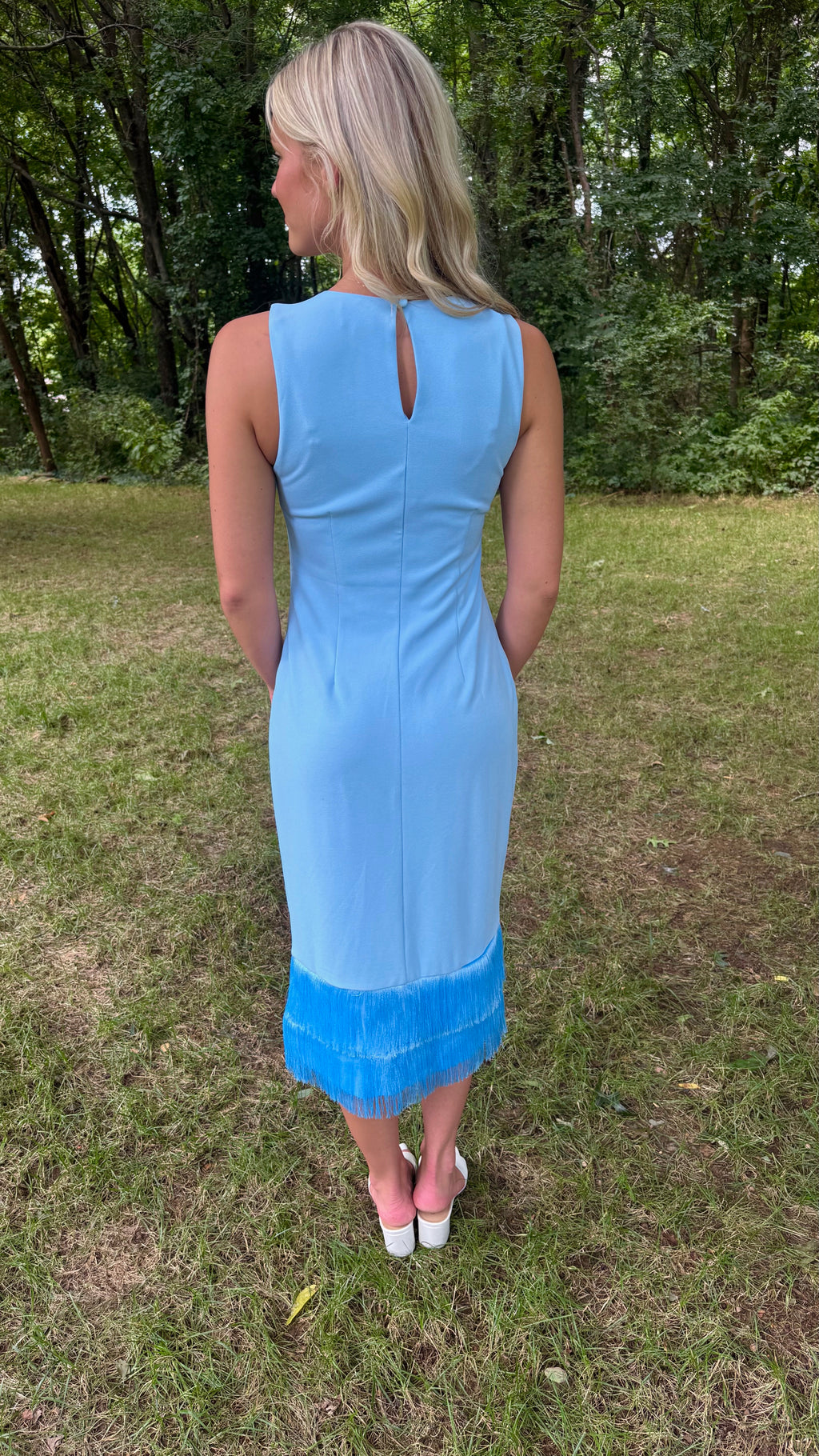 Amenia Sleeveless Fringe Midi Dress